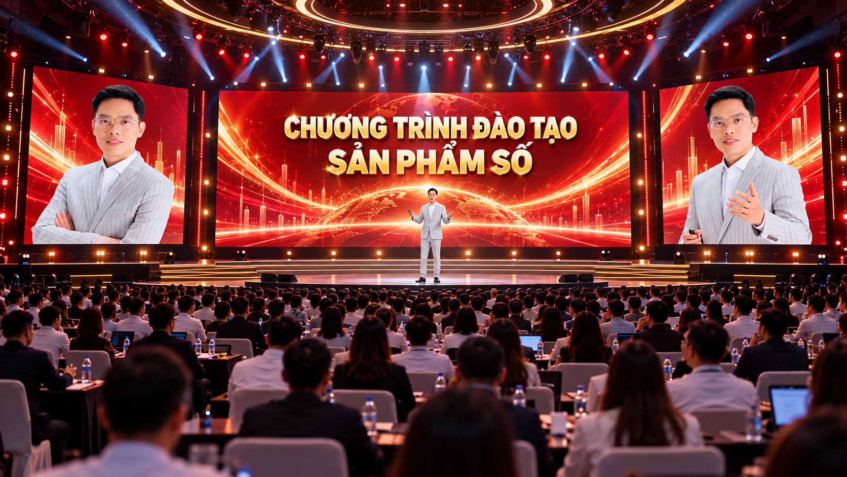 Chuyên gia Trần Khánh Tư trên sân khấu chương trình đào tạo sản phẩm số
